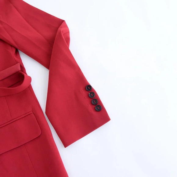 Marc Cain Red Single Button Blazer w Belt Tie Size 2 NWT - Picture 5 of 15